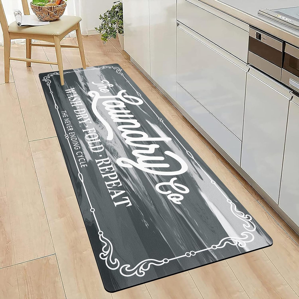 Laundry Room Rug Runner 20"X48", Non Slip Waterproof Laundry Mat | Rubber, Washable, Durable, Easy to Clean, Farmhouse Kitchen Mats for Floor, Mudroom,Washroom, Bathroom,Washer, Dryer