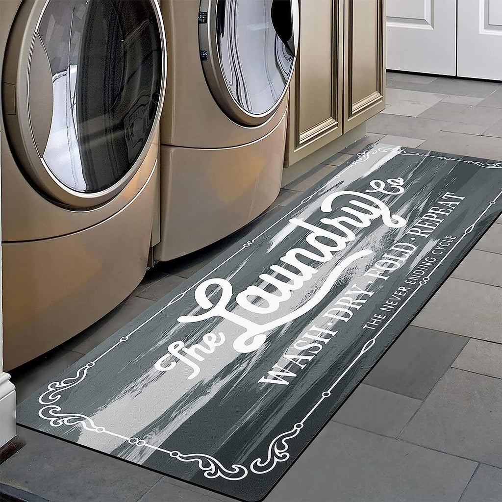 Laundry Room Rug Runner 20"X48", Non Slip Waterproof Laundry Mat | Rubber, Washable, Durable, Easy to Clean, Farmhouse Kitchen Mats for Floor, Mudroom,Washroom, Bathroom,Washer, Dryer