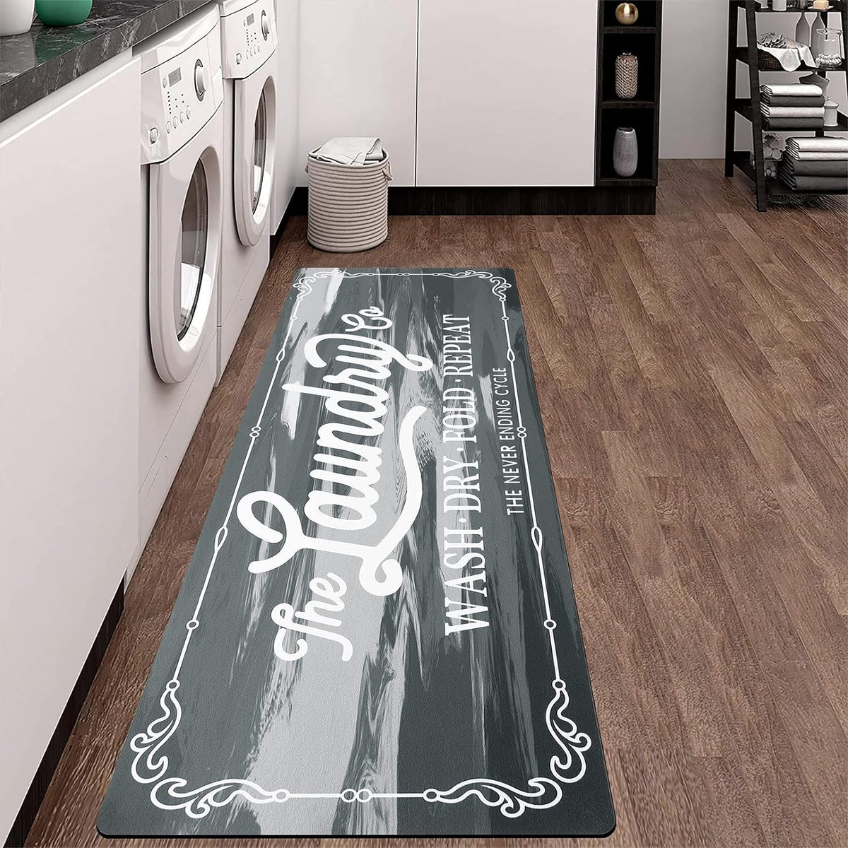 Laundry Room Rug Runner 20"X48", Non Slip Waterproof Laundry Mat | Rubber, Washable, Durable, Easy to Clean, Farmhouse Kitchen Mats for Floor, Mudroom,Washroom, Bathroom,Washer, Dryer